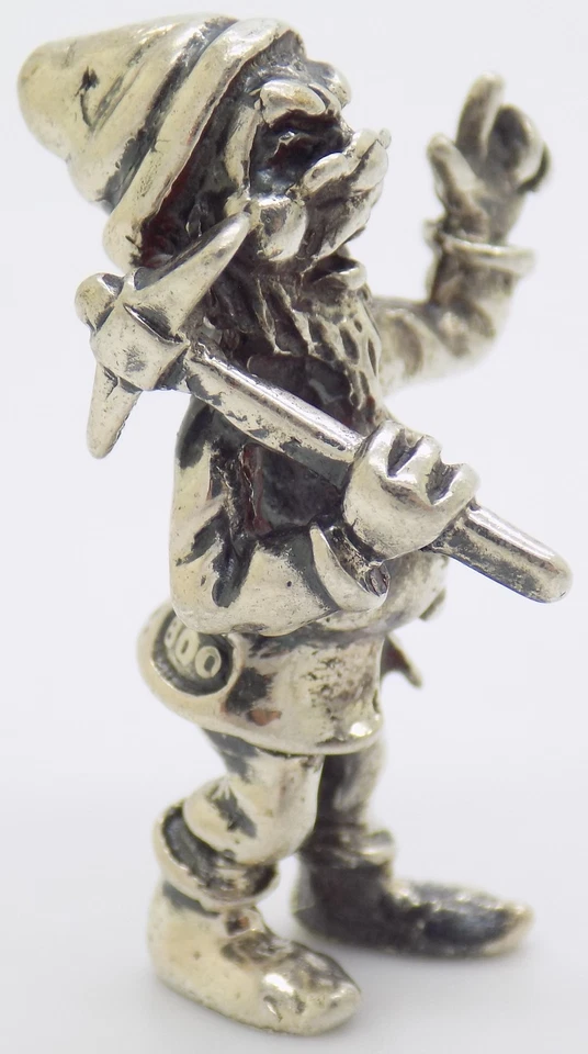 Винтажный итальянский ручной работы подлинный серебряный сад Gnome редкая твердое миниатюра - Изображение 3 из 4