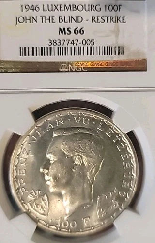 Luxembourg 1946 100 Fr Superb GEM NGC 66PQ Full Luster/Detail Restrike LV