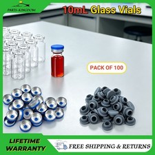 New 100Pcs 10ml Glass Vials Glass Sample Vials with Flip Caps Rubber Stoppers US