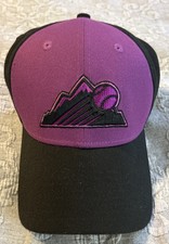 Colorado Rockies New Era Fitted Hat Cap M/L 39THIRTY Purple Black Mountain Logo