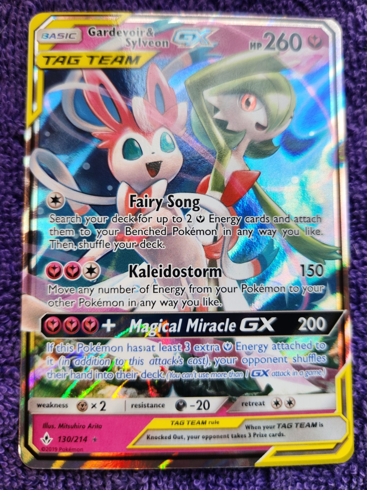 Gardevoir & Sylveon GX Holo 130/214 Unbroken Bonds Holo Rare Pokemon *NICE*