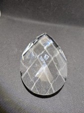 XL FACETED CLEAR DIAMOND DESIGN TEARDROP CRYSTAL CHANDELIER PART PRISM 4" X 2.5"