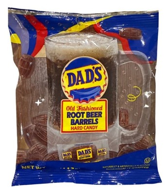 4oz Dad's Old Fashioned Root Beer Flavor Barrels Hard Candy Individually Wrapped
