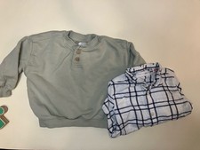 Zara Boys Toddler Sweatshirt and Flannel Button Down Bundle Size 18-24 Mos
