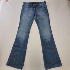 VTG 7 For All Mankind Flare Jeans Women 29x34 Blue A Pocket Low Rise Made in USA
