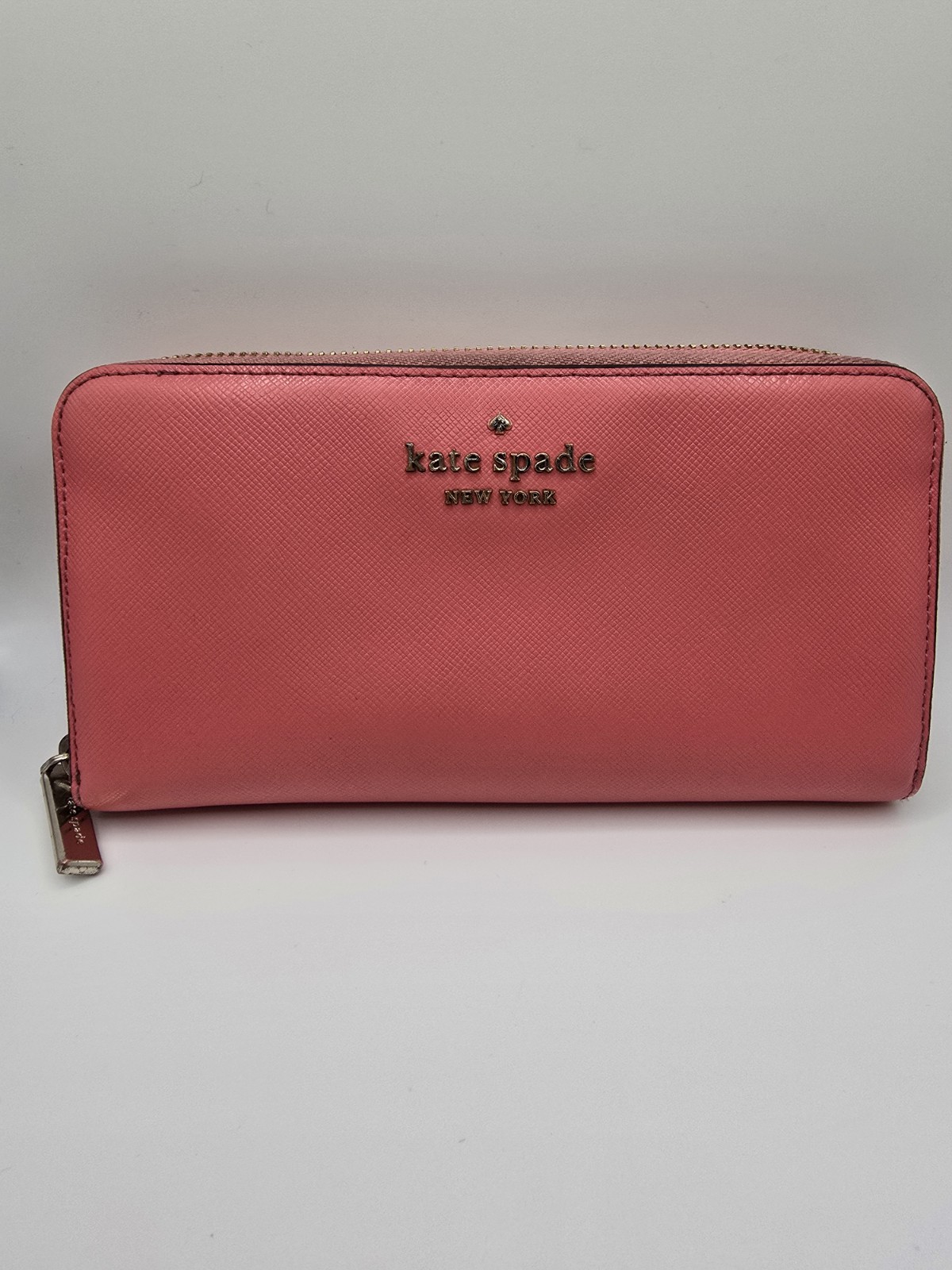 Kate Spade New York Wallet Womens Pink Zip Around Continental Saffiano Leather