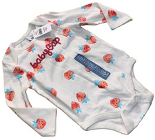 JC !WOW! Vintage NWT Baby Gap Logo 6-12M Strawberry Long Sleeve bodysuit Shirt