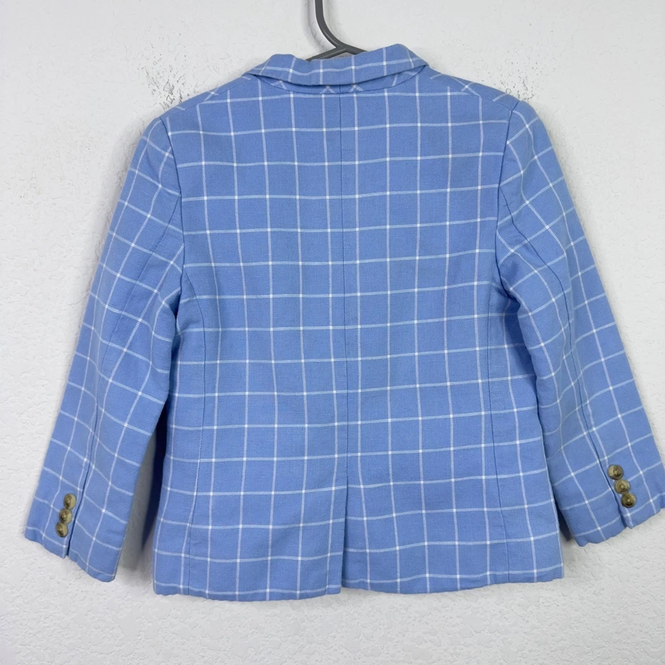 Blazer Janie and Jack ragazzo 4 blu misto lino plaid finestra preppy formale - Immagine 2 di 4