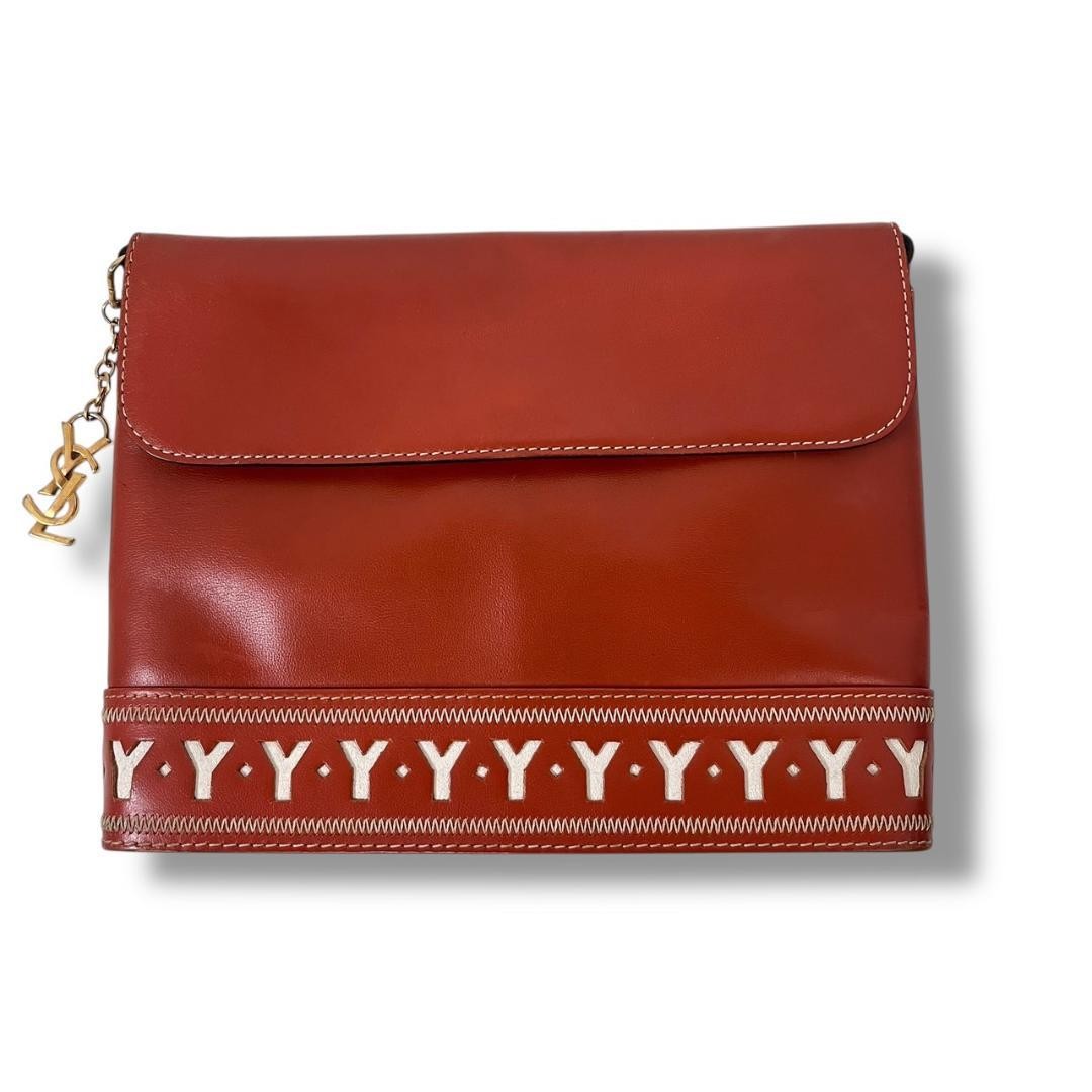 Borsa a tracolla Yves Saint Laurent YSL 2 vie pelle marrone autentica F06221966