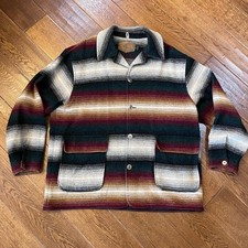 Vtg Woolrich Coat Jacket XL USA Southwestern Blanket Pockets Chore Barn Unisex