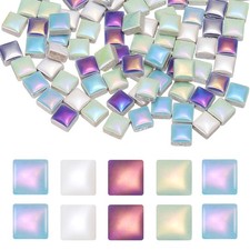 9mm Square Mosaic Tile 300g Ceramic Mosaic Tile Bulk Iridescent Blue Green