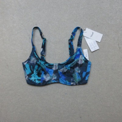 Triumph Fleur Bikini Oberteil 34E Blau Mehrfarbig Blumenmuster Neu Mit Etikett