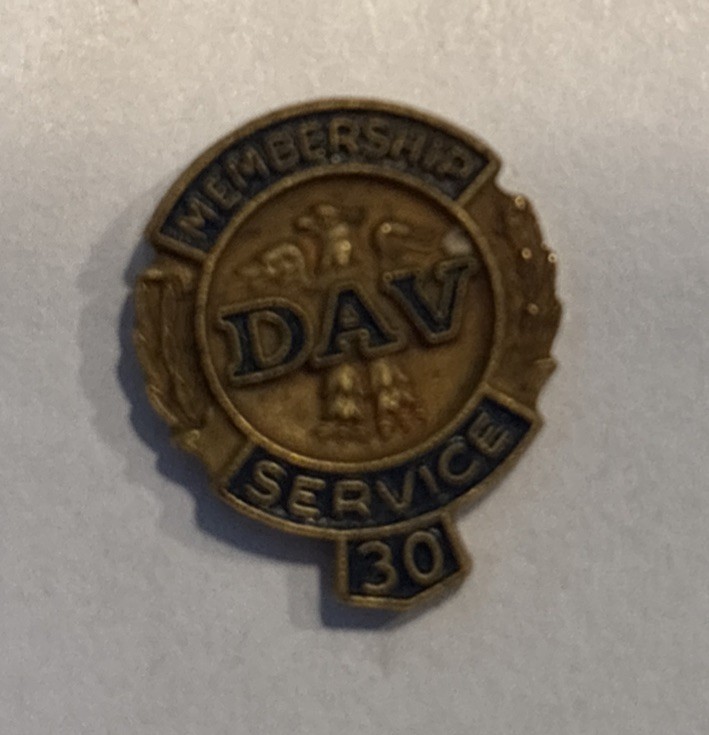 Vtg DAV Disabled American Veteran Membership Service 30 Year Lapel Pin ~