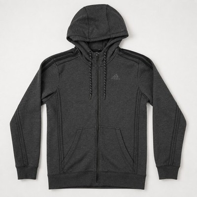 Adidas Kapuzenjacke Herren Gr. S Dunkelgrau mit 3 Streifen
