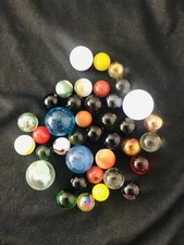 Marbles Special Collection Fancy Mix of Marbles and Shooters .5-1.0”Lot Of 39