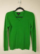 Charter Club Cashmere Sweater Womens Medium Green V Neck Pullover 100 Cashmere