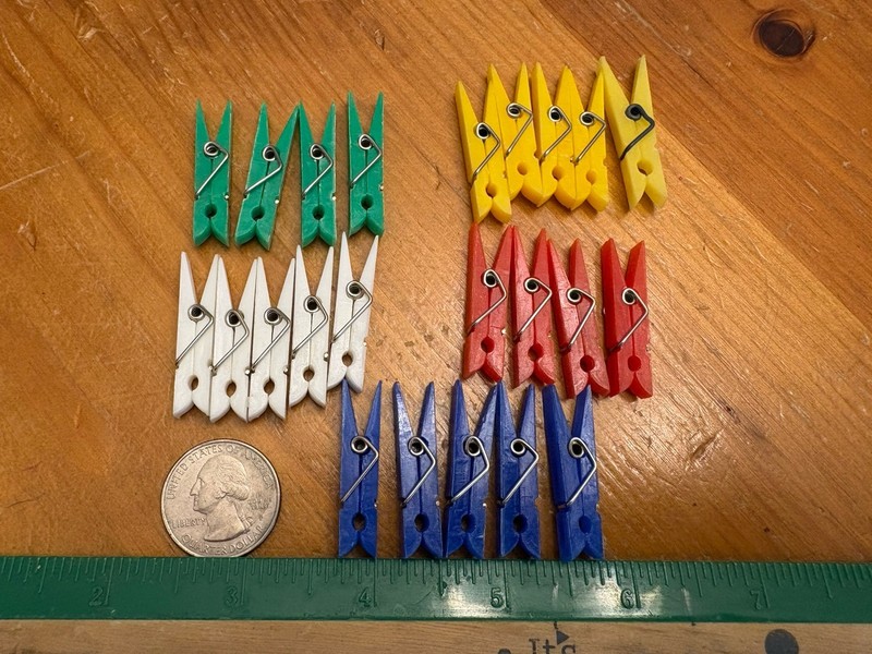 Set Of Plastic Craft Clothespins Assorted Colors 1 1/2”