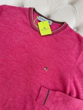 New Unisex ETRO Milano Pullover Wool Knit Logo Crew Neck Pink Sweater L size