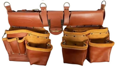NEW Masters McGuire-Nicholas 1DM-527-M-2 Brown Leather Rig Tool Belt 52.5'' 2-Bag
