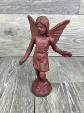 Fairy Pixie Cast Iron Figurine Statue 6” Tall 