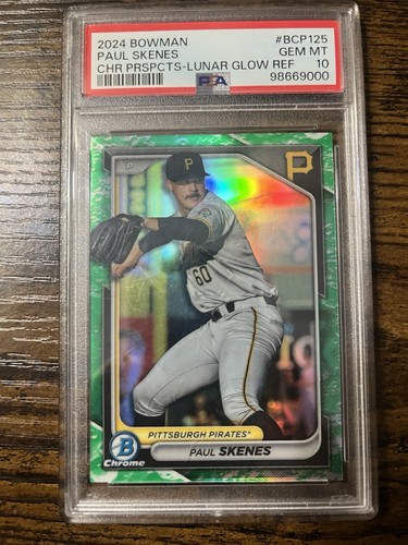 2024 Bowman Chrome Prospect Paul Skenes BCP-125 Lunar Glow Refractor (RC) PSA 10