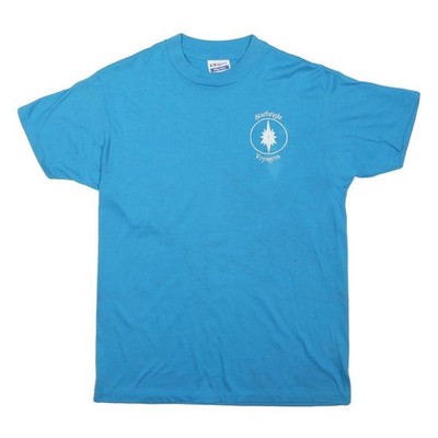 HANES Damen Blau Grafik T-Shirt L Kurzarm Rundhals Baumwollmischung