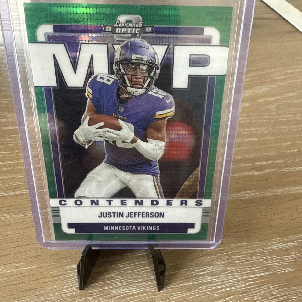 2022 Contenders Optic Justin Jefferson #MVP-22 Green Pulsar MVP Vikings 04/30 🏈 - Image 4 of 4