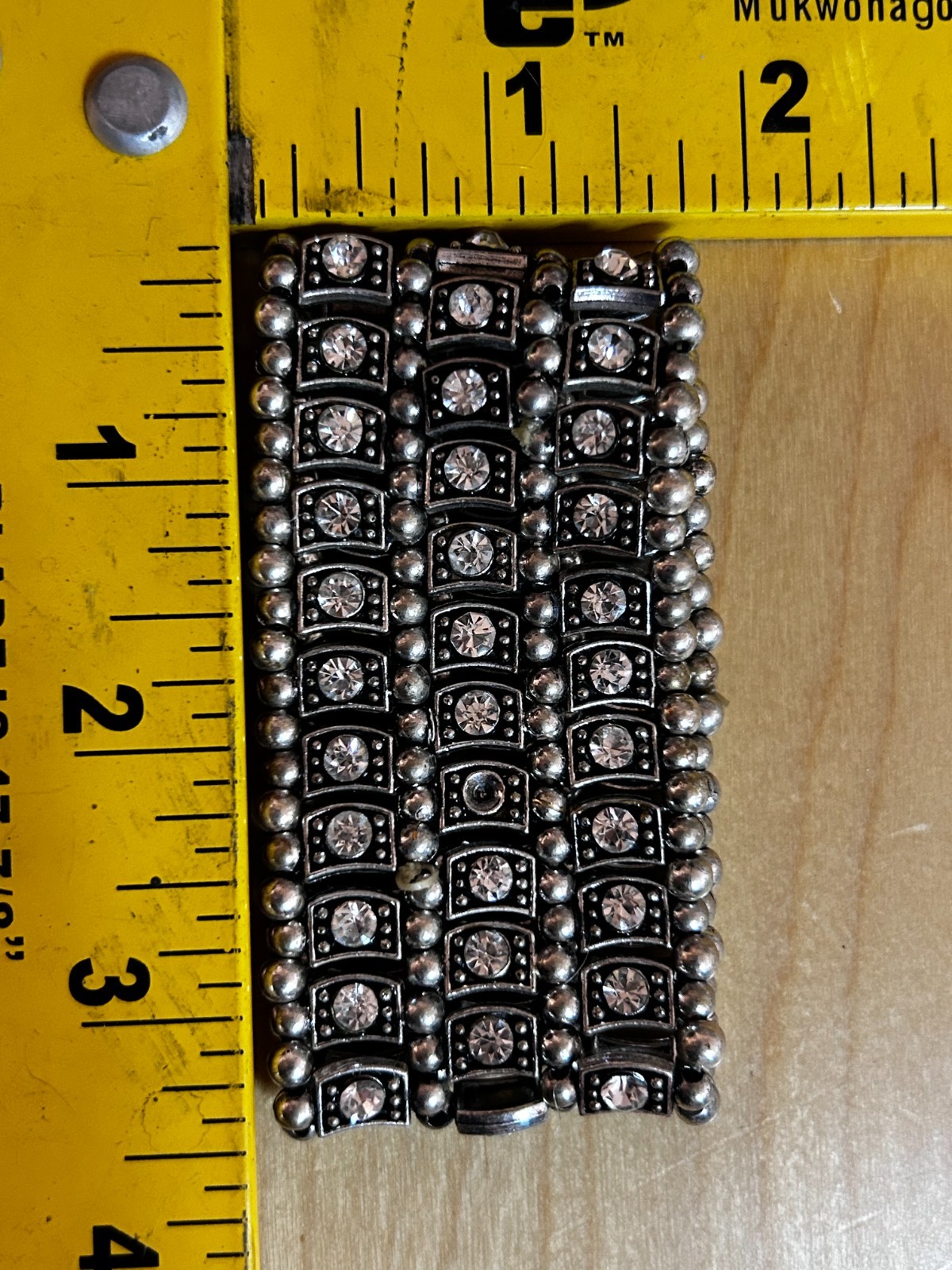 Beautiful Silver Clear Crystal Statement Stretch … - image 12