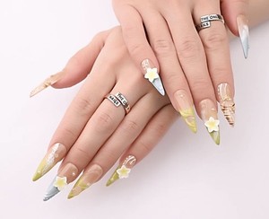 Lime Coast Long Stiletto THE ONLY NAILS Reusable•Handmade Size XS