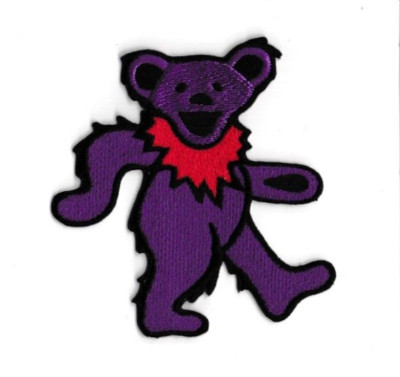 PURPLE BEAR PATCH 3'' embroidered iron on dead patches dancing grateful bears