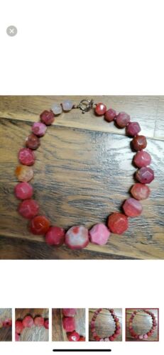 Pink Chunky agate necklace dragons vein Agate