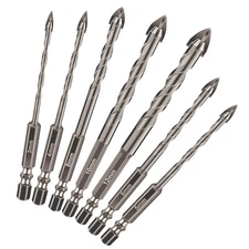 7pcs 3-12mm Tungsten Steel Glass Tile Drill Bit Set for Ceramic Concrete Glass