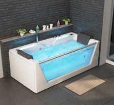 Luxe whirlpool Baignoire Avec Verre LED Ozone Chauffage 179x85 Gauche Droite