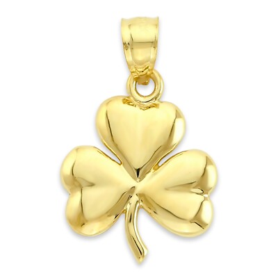 Massiver Gold Kleeblatt Anhänger in 10k - Natur Symbol Schmuck zum Glück