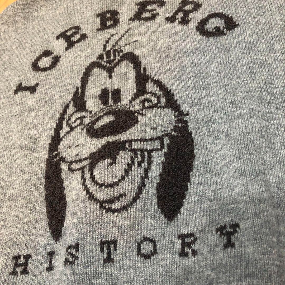 Archive\"ICE BERG HISTORY\"disney GOOFYニット Iceberg History Disney Goofy Full-zip Gray Wool Sweater Size XL