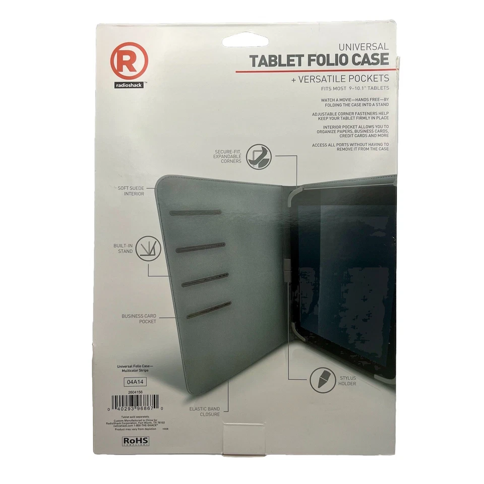 New RadioShack 2604156 Stripped Universal Folio for 8.9-10 in tablets - Image 3 of 4
