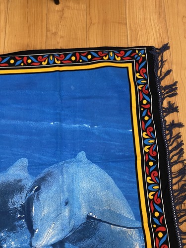 DOLPHIN TASSELLED WALL RUGTHROW 138x88cm Lots Of Uses 100% Cotton Made In Turke - Picture 6 of 9