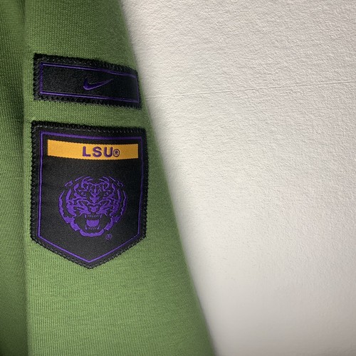 NCAA LSU NIKE FACIONE ON FIELD SWEAT SHIRT LONG SLEEVE MILITARY GREEN PURPLE XL - Picture 4 of 7