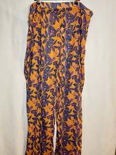 NWT Pretty Little Thing Colorful Sheer Orange Print Beach Flare Pants Size 16