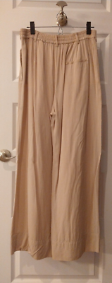 NWT ZARA WOMEN'S FLOWING WIDE-LEG TROUSERS TAN SIZE L 3273/587 | eBay