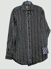 Men's TAILORBYRD Contrast Fabric inside Collar Cuff Button Panel w/Piping Sz LG
