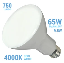 Satco S9622 LED Bulb 9.5W =65W BR30 4000K Cool White 120V Medium E26 750 Lumens