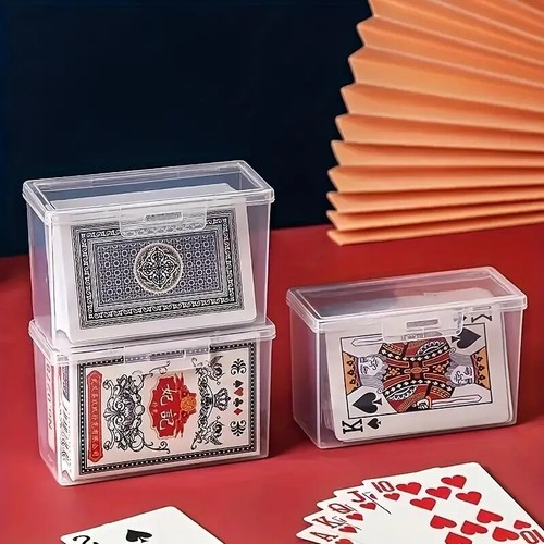 Spielkartenbox transparent Deckbox Kunststoff zwei Pokerbilder platzierbar - Bild 5 von 6