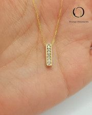 0.10CT Diamond Bar Necklace 14K Gold Plated Pendant  Dainty Necklace for Her