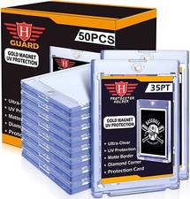 50ct Magnetic Card Holders Cases 35pt Baseball Cards Protectors Fit for Sports