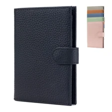 RFID Passport Holder Cover Case Genuine Leather Travel Wallet for Men & Women
