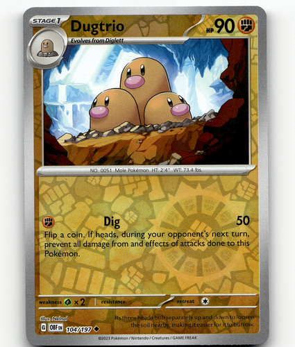 Pokémon TCG Dugtrio SV03: Obsidian Flames 104/197 Reverse Holo