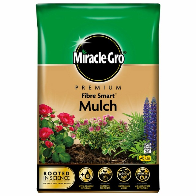 Miracle Gro Premium Fibre Smart Mulch Plant Food Feed Peat Compost 40l