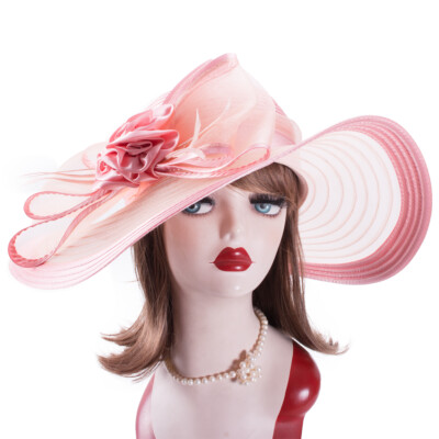 Classic Sophisticated Wide Brim Floppy Hat Wedding Bride Kentucky Derby Summer Women Organza Derby Hat - Bridal Wedding Church Tea Party  main image 2