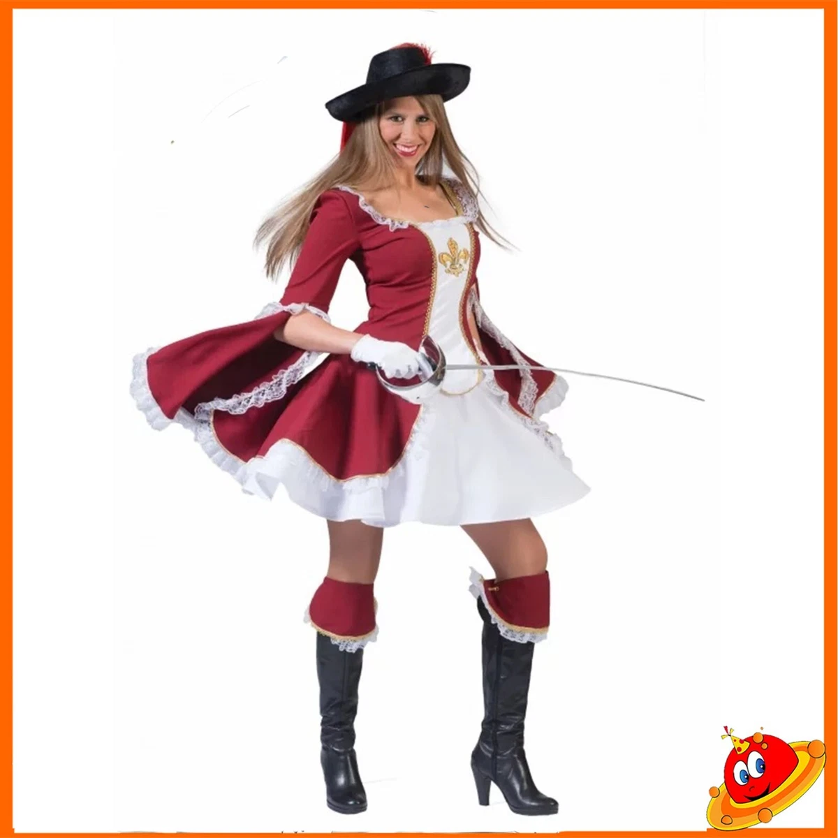 Dress Up America Cappello Moschettiere Per Ragazzi, Rosso Con Piuma, Accessorio Costume Carnevale, 100% Poliestere, Taglia Unica